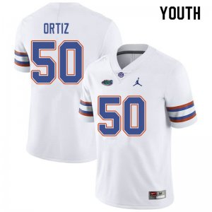 Youth Florida Gators #50 Marco Ortiz NCAA Jordan Brand White Authentic Stitched College Football Jersey BER4662HU